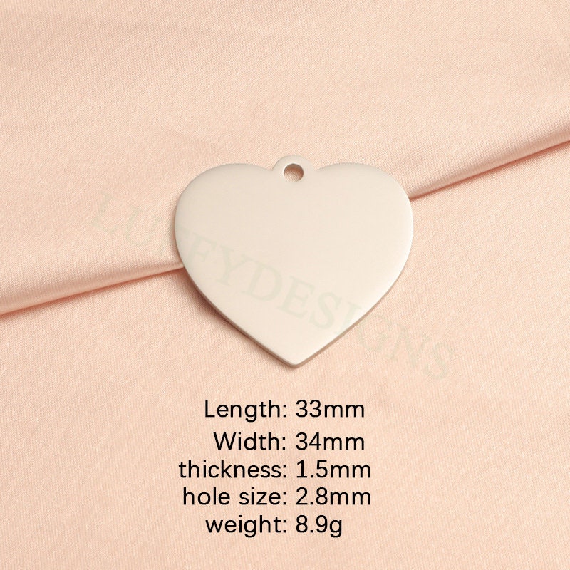 10pcs Heart Charms 33mm, Big Love Charm, Gold Stainless Steel Heart, Gold Heart Charms Pendant, Love Pendant, Bracelet/Necklace Findings