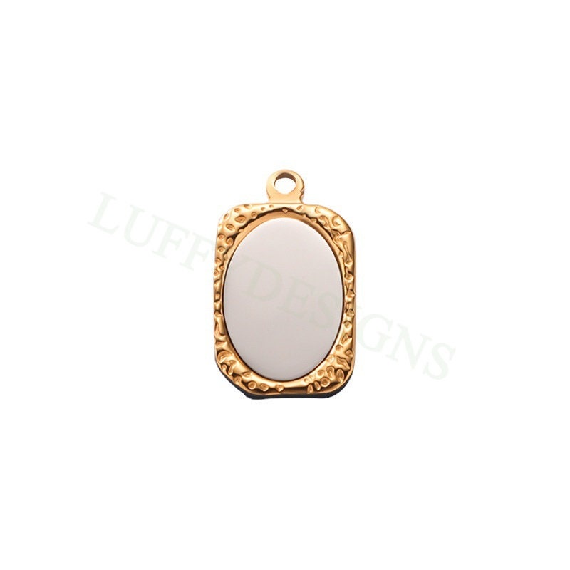5pcs Gold Mirror Charms 17x28mm, Rectangle Mirror Pendant Blank, Rectangle Blank, DIY Engraving Supplies, Ready to Engrave, Stainless Steel