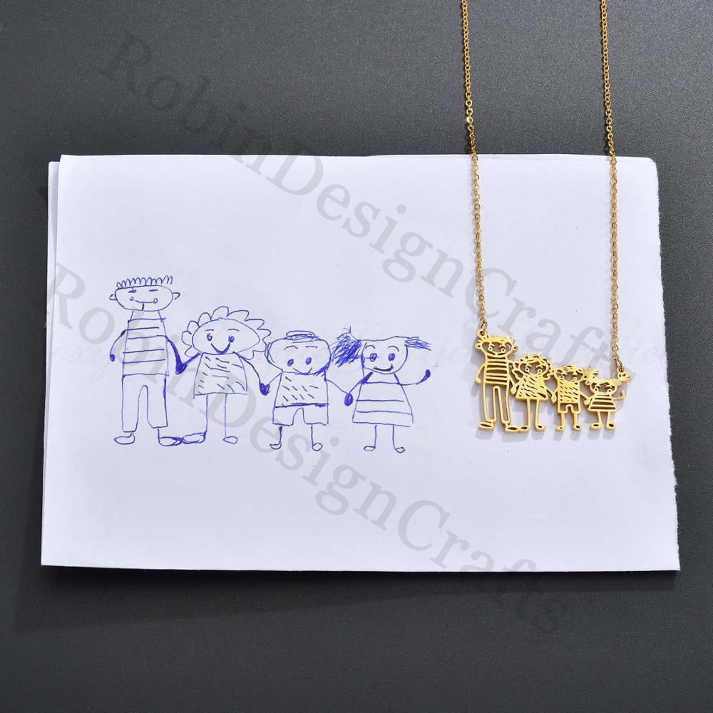 Personalized Graffiti Necklace, Kids Drawing Necklace, Children Artwork Jewelry, Custom Children's Gift, Personalized Children's Mom Gift