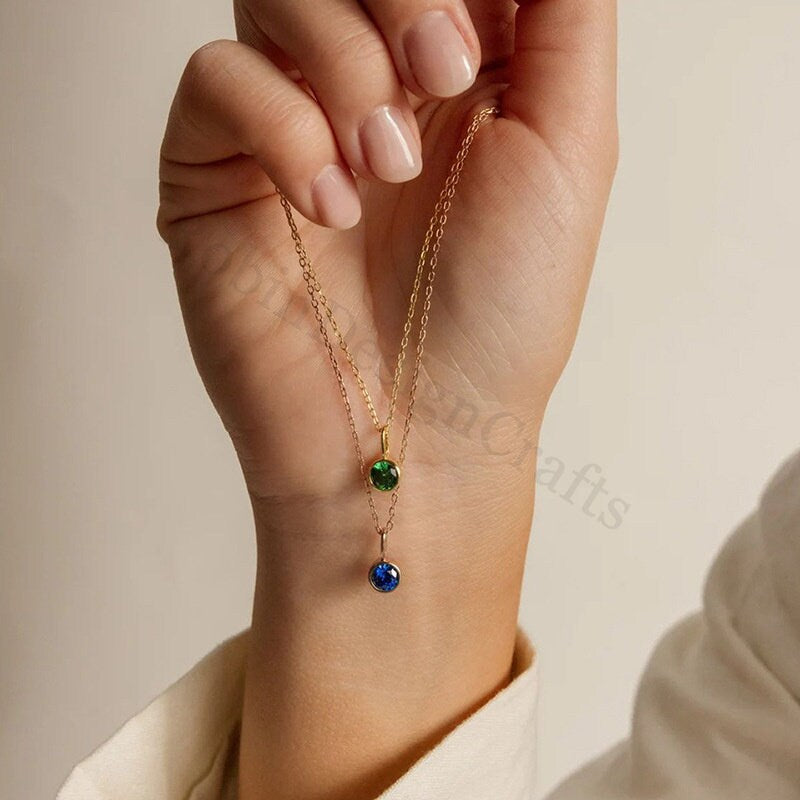 Dainty Birthstone Necklace, Personalized Birthstone Jewelry for Everyday Wear, Custom Birthday Gifts, Family Birthstone Necklace Gift