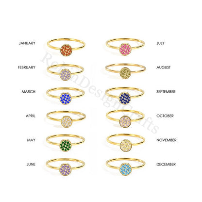 Dainty Birthstone Rings, Personalized Birthstone Jewelry for Everyday Wear, Custom Birthday Gifts, Family Birthstone Couples Ring Gift