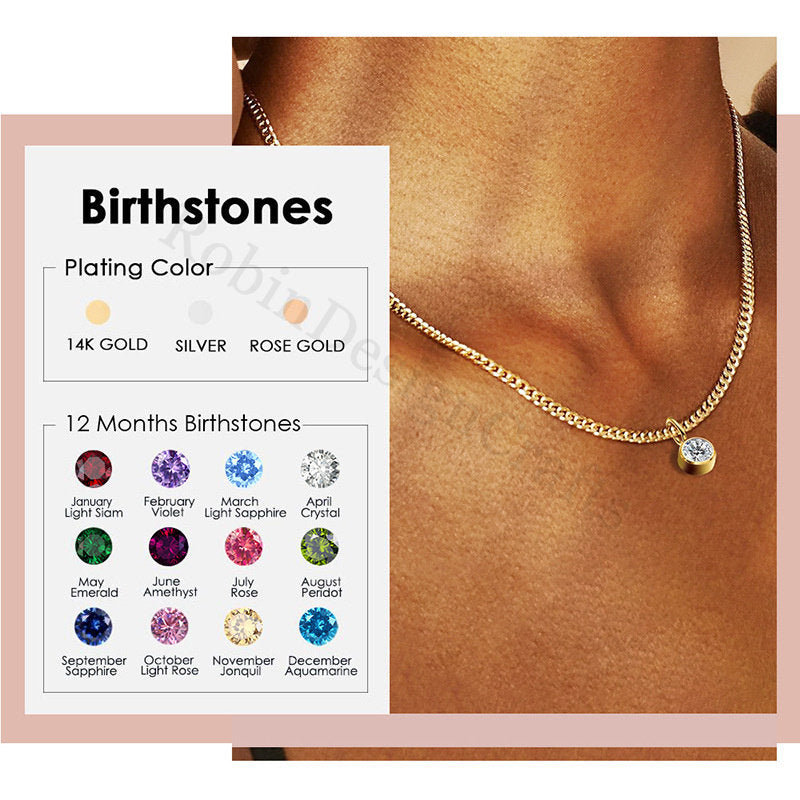 Dainty Birthstone Necklace, Personalized Birthstone Jewelry for Everyday Wear, Custom Birthday Gifts, Family Birthstone Necklace Gift