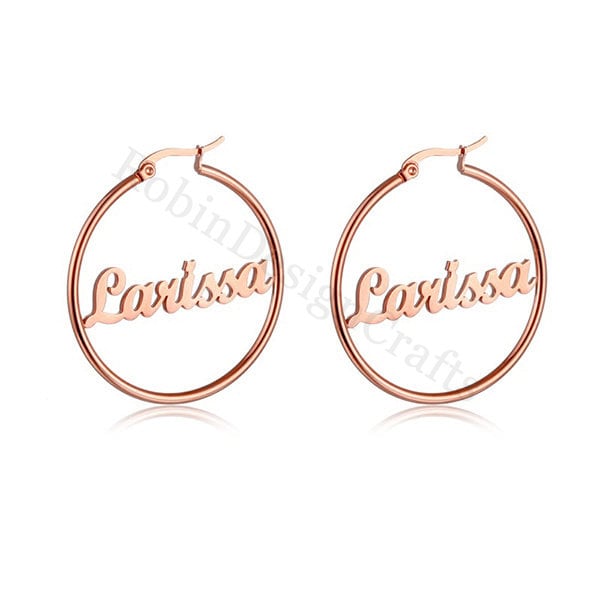 Custom Hoop Name Earrings, Minimalist Earrings, Exaggerated Custom Hoops, Personalized Name Earrings, Personalized Earrings Gift for Her