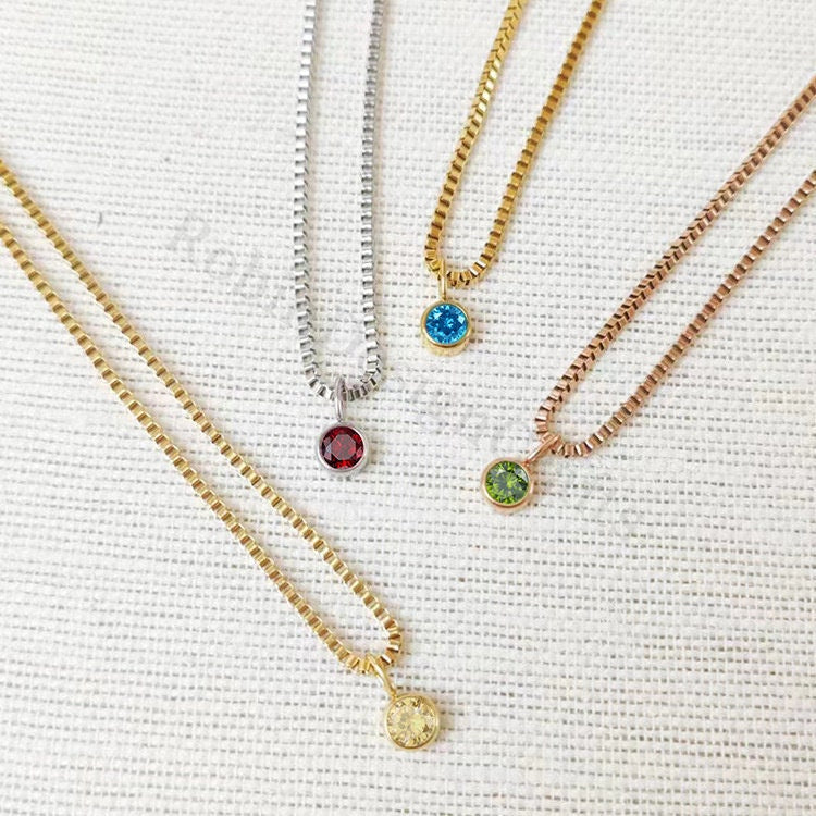 Dainty Birthstone Necklace, Personalized Birthstone Jewelry for Everyday Wear, Custom Birthday Gifts, Family Birthstone Necklace Gift