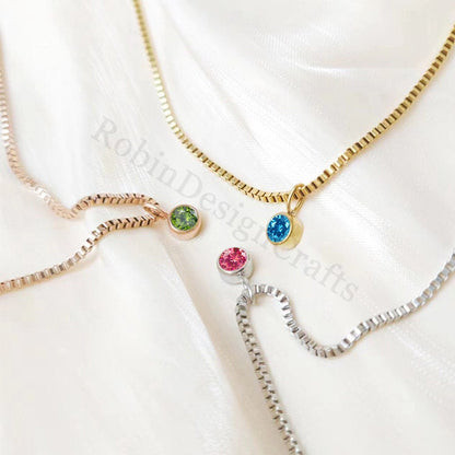Dainty Birthstone Necklace, Personalized Birthstone Jewelry for Everyday Wear, Custom Birthday Gifts, Family Birthstone Necklace Gift