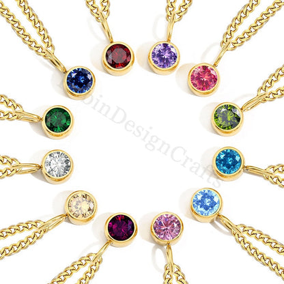 Dainty Birthstone Necklace, Personalized Birthstone Jewelry for Everyday Wear, Custom Birthday Gifts, Family Birthstone Necklace Gift