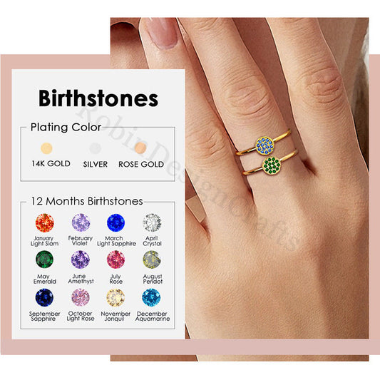 Dainty Birthstone Rings, Personalized Birthstone Jewelry for Everyday Wear, Custom Birthday Gifts, Family Birthstone Couples Ring Gift