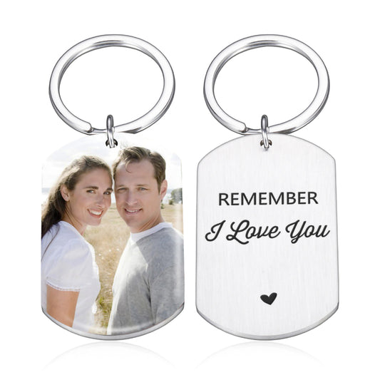 Personalized Text Keychain, Doubled Sided Picture Keychain, Custom Anniversary Boyfriend Gift, Girlfriend Gift Idea, Custom Quotes Keychain