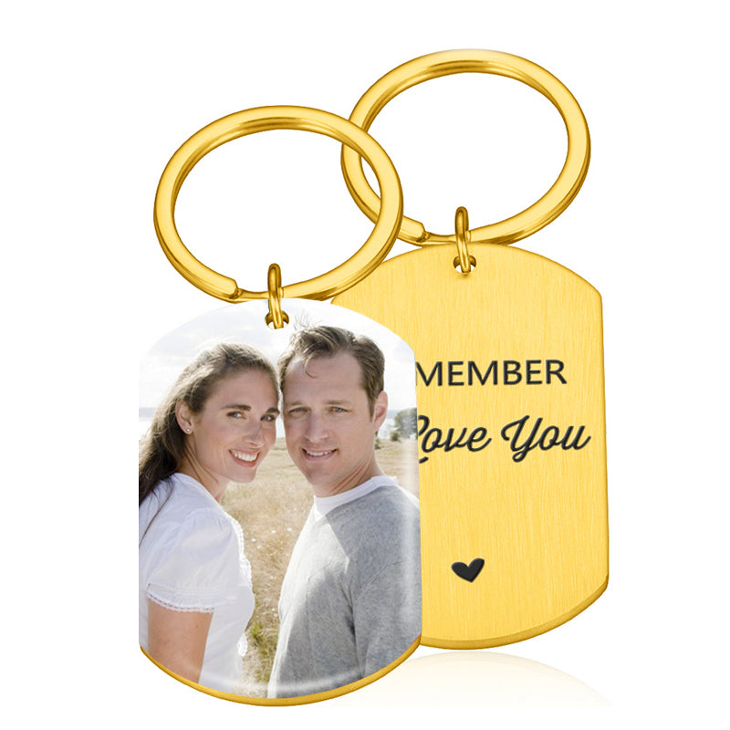 Personalized Text Keychain, Doubled Sided Picture Keychain, Custom Anniversary Boyfriend Gift, Girlfriend Gift Idea, Custom Quotes Keychain