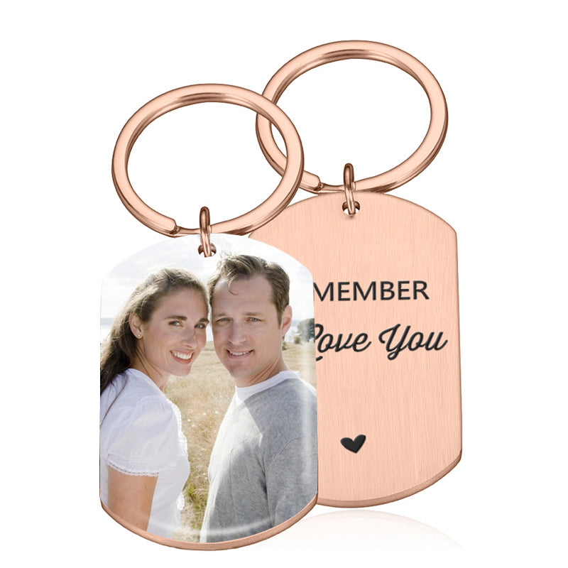 Personalized Text Keychain, Doubled Sided Picture Keychain, Custom Anniversary Boyfriend Gift, Girlfriend Gift Idea, Custom Quotes Keychain