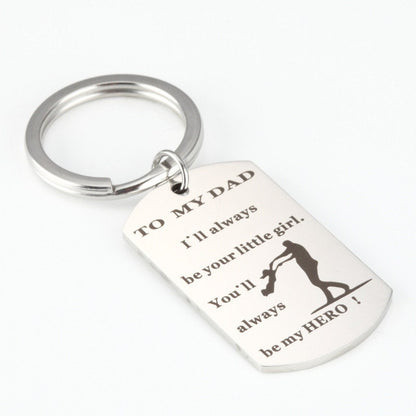 Personalized Keychain, Engraved Stainless Steel Keyring, Quote Keychain, Customized Keychain, Inspirational Keyring, Father's Day Gift