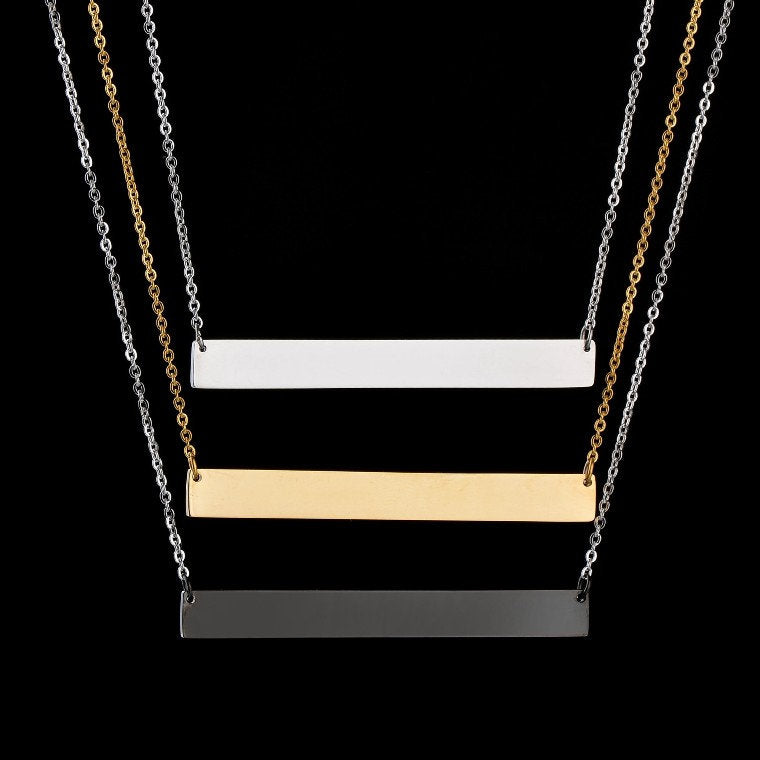 30mmx7mm Stainless steel bar necklace, bar necklace supplies, gold stainless steel blanks, Hand Stamping Blanks, Engraving Supplies