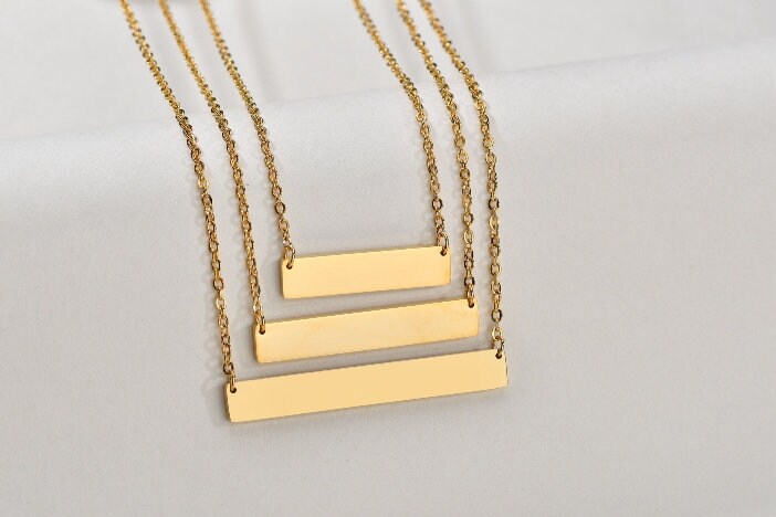 30mmx7mm Stainless steel bar necklace, bar necklace supplies, gold stainless steel blanks, Hand Stamping Blanks, Engraving Supplies