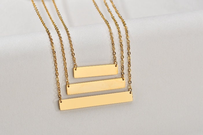 60mmx7mm Stainless steel bar necklace, bar necklace supplies, gold stainless steel blanks, Hand Stamping Blanks, Engraving Supplies