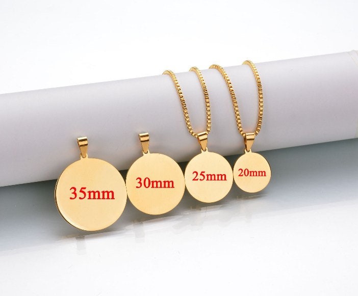 20mm Personalized round necklace, Custom round blanks, round tags, gold stainless steel blanks, Hand Stamping Blanks, Engraving Supplies