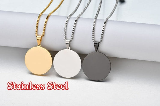 20mm Personalized round necklace, Custom round blanks, round tags, gold stainless steel blanks, Hand Stamping Blanks, Engraving Supplies