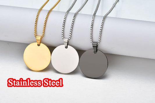 20mm Personalized round necklace, Custom round blanks, round tags, gold stainless steel blanks, Hand Stamping Blanks, Engraving Supplies