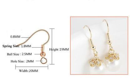 10pcs Gold Ear Wire Hooks, Ball and Coil Earring Hooks, Earring Findings, 24K Gold Plated Brass, Hypo Allergenic French Hooks, Fish Hooks
