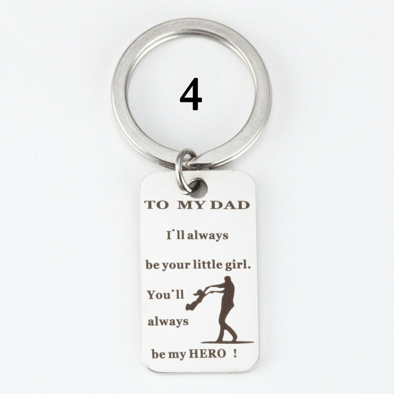 Personalized Keychain, Engraved Stainless Steel Keyring, Quote Keychain, Customized Keychain, Inspirational Keyring, Father's Day Gift