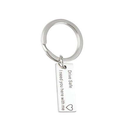 Personalized Keychain, Engraved Stainless Steel Keyring, Quote Keychain, Customized Keychain, Drive Safe Keyring, Father's Day Gift
