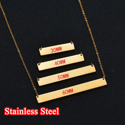 60mmx7mm Stainless steel bar necklace, bar necklace supplies, gold stainless steel blanks, Hand Stamping Blanks, Engraving Supplies