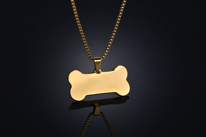 Personalized dog necklace,40mm x 22mm Custom dog blanks, gold stainless steel blanks, Stamping Blanks, Engraving Supplies, Pet Name necklace