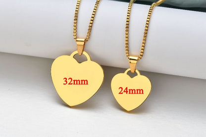 Personalized heart necklace, 24mm Custom heart blanks, heart tags, gold stainless steel blanks, Hand Stamping Blanks, Engraving Supplies