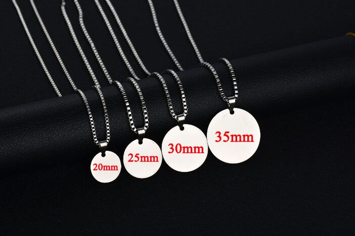 20mm Personalized round necklace, Custom round blanks, round tags, gold stainless steel blanks, Hand Stamping Blanks, Engraving Supplies