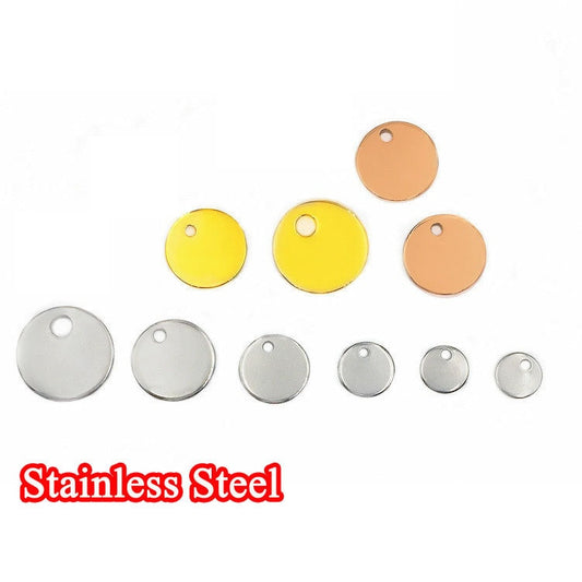 50pcs Stainless Steel Metal Stamping Blanks Charms, Engravable Round Disc Tags, Gold/Rose Gold Plated, 6mm /7mm /8mm /10mm /12mm /14mm /15mm