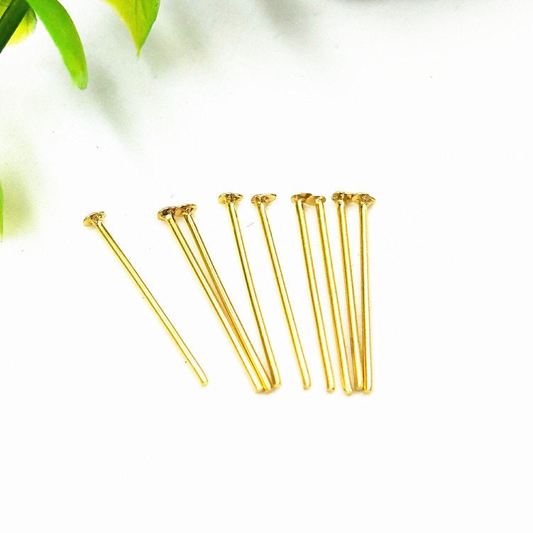 100pcs 16-50mm Stainless Steel "T" Pin Stick, T-pins, Head pins, Gold Charms Handmade Supplies Wholesale,18K Gold plated 304 Stainless Steel