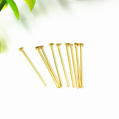 100pcs 16-50mm Stainless Steel "T" Pin Stick, T-pins, Head pins, Gold Charms Handmade Supplies Wholesale,18K Gold plated 304 Stainless Steel