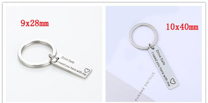 Personalized Keychain, Engraved Stainless Steel Keyring, Quote Keychain, Customized Keychain, Drive Safe Keyring, Father's Day Gift