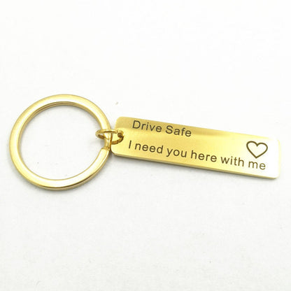 Personalized Keychain, Engraved Stainless Steel Keyring, Quote Keychain, Customized Keychain, Drive Safe Keyring, Father's Day Gift
