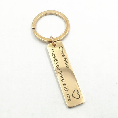 Personalized Keychain, Engraved Stainless Steel Keyring, Quote Keychain, Customized Keychain, Drive Safe Keyring, Father's Day Gift