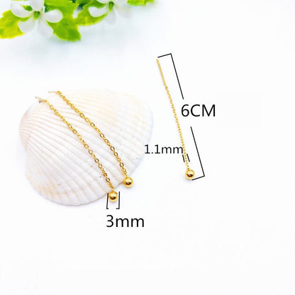 10pcs Long Ball Threader Earrings,Chain Earrings,Gold Ball Threader,Tiny Thread Earrings,Bead Drop Earrings,Gold plated 316 Stainless Steel