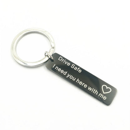 Personalized Keychain, Engraved Stainless Steel Keyring, Quote Keychain, Customized Keychain, Drive Safe Keyring, Father's Day Gift