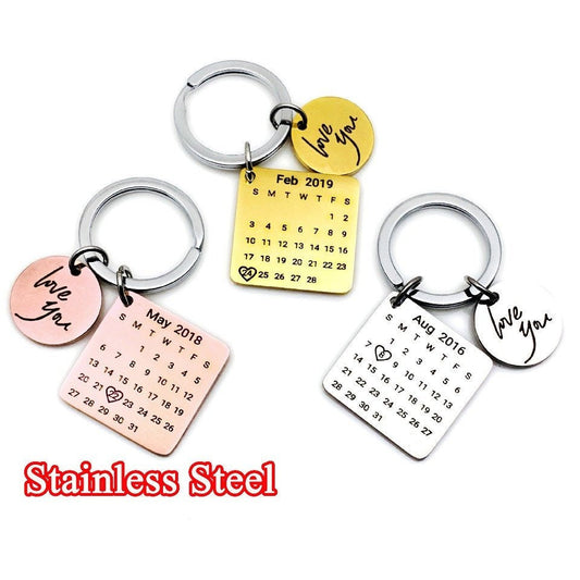 Personalized Calendar Keychain, Signature calendar keychain, Custom Date Save Keychain, Date highlighted with heart, Custom Anniversary Gift