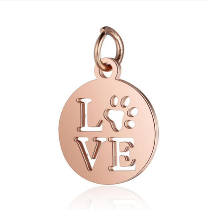 WHOLESALE 10pcs LOVE Hollow Charms 12mm, Gold/Rose Gold Stainless Steel Pendant, Metal Charms, Jewelry Making Supplies, Hollow Love Findings