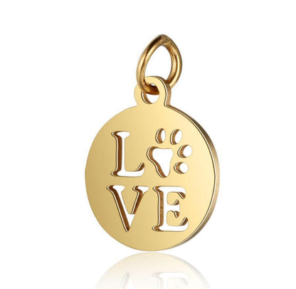 WHOLESALE 10pcs LOVE Hollow Charms 12mm, Gold/Rose Gold Stainless Steel Pendant, Metal Charms, Jewelry Making Supplies, Hollow Love Findings