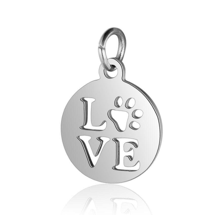 WHOLESALE 10pcs LOVE Hollow Charms 12mm, Gold/Rose Gold Stainless Steel Pendant, Metal Charms, Jewelry Making Supplies, Hollow Love Findings