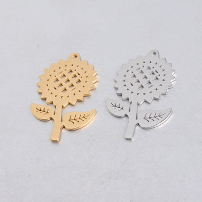 2pcs Sunflower Charms, Flower Pendant, 18K Gold plated 304 Stainless Steel, Sunflower Necklace, Gold Sunflower Pendant