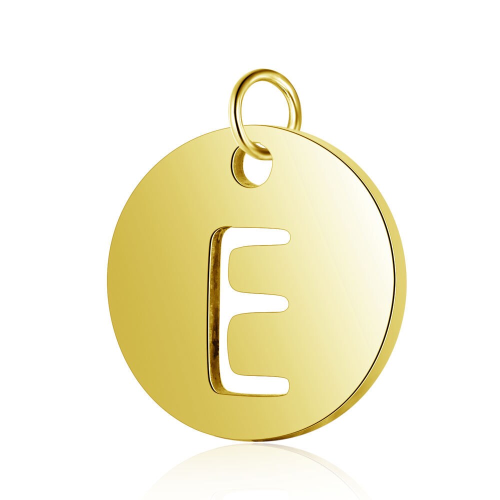 A-Z Uppercase Letter Charm, Alphabet Charm, Gold Letter Pendant, 26 Letters Initial Charms, 18K Gold Plated Stainless Steel, Hollow Letter