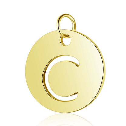A-Z Uppercase Letter Charm, Alphabet Charm, Gold Letter Pendant, 26 Letters Initial Charms, 18K Gold Plated Stainless Steel, Hollow Letter