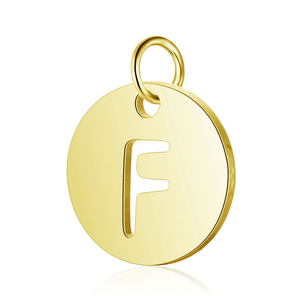 A-Z Uppercase Letter Charm, Alphabet Charm, Gold Letter Pendant, 26 Letters Initial Charms, 18K Gold Plated Stainless Steel, Hollow Letter