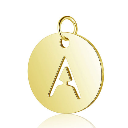 A-Z Uppercase Letter Charm, Alphabet Charm, Gold Letter Pendant, 26 Letters Initial Charms, 18K Gold Plated Stainless Steel, Hollow Letter