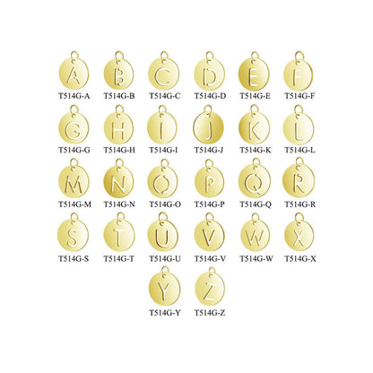 A-Z Uppercase Letter Charm, Alphabet Charm, Gold Letter Pendant, 26 Letters Initial Charms, 18K Gold Plated Stainless Steel, Hollow Letter