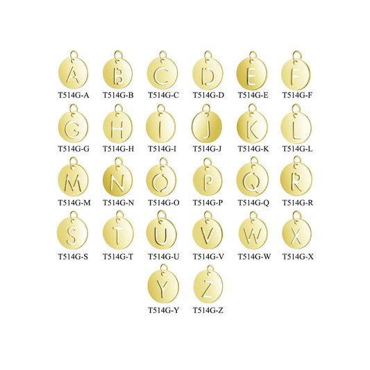 A-Z Uppercase Letter Charm, Alphabet Charm, Gold Letter Pendant, 26 Letters Initial Charms, 18K Gold Plated Stainless Steel, Hollow Letter