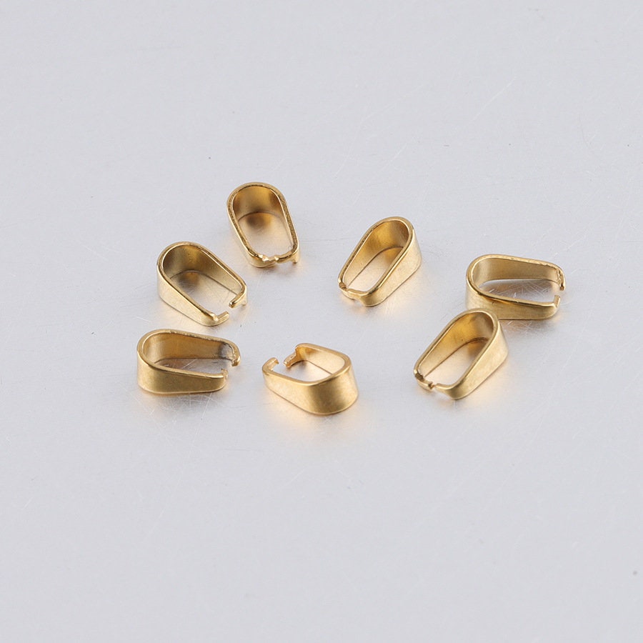 20pcs Pinch Pendant Bail, 18k Gold Plated 316 Stainless Steel, Gold Claw Bail, Earrings Bail, Necklace Bail, Bail Finding,Making DIY Supply