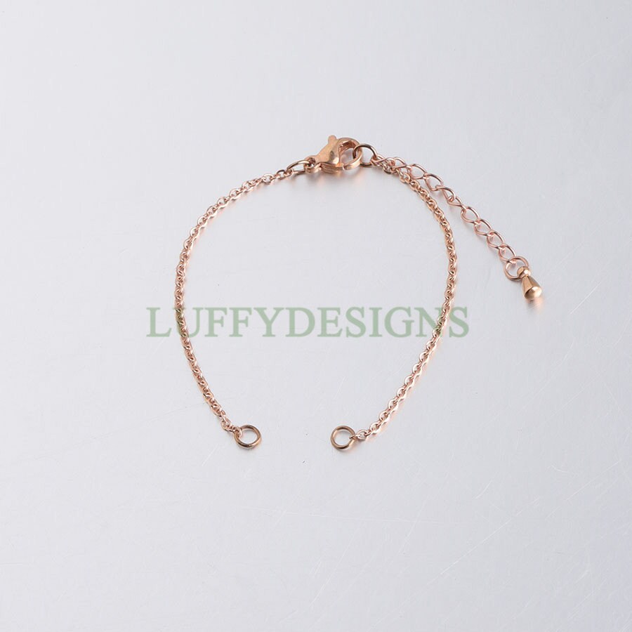 10Pcs Half Finished Bracelet, Flat Oval Cable Chain With Extension Chain, 18k Gold /Rose Gold plated 316L Stainless Steel, Bracelet Supplies