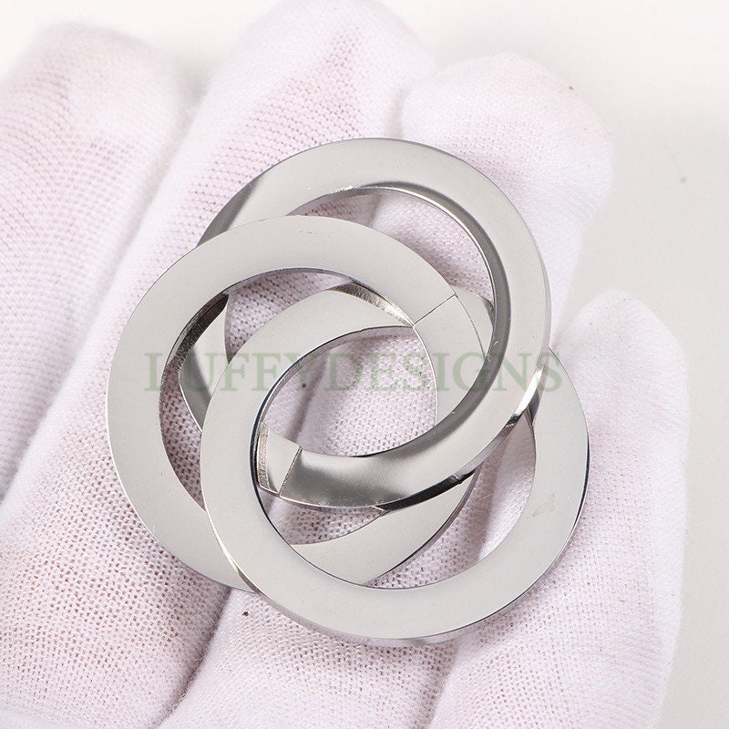 Triple Linked Ring Charm, Three Circles Linked Charm, Interlocking Ring Charm, Stainless Steel Ring Charm, Circles Charms Link Connectors